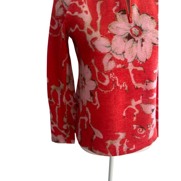 JEAN PIERRE KLIFA Floral Zip Long Sleeve Wool Blend Top Sz Small - Picture 8 of 9